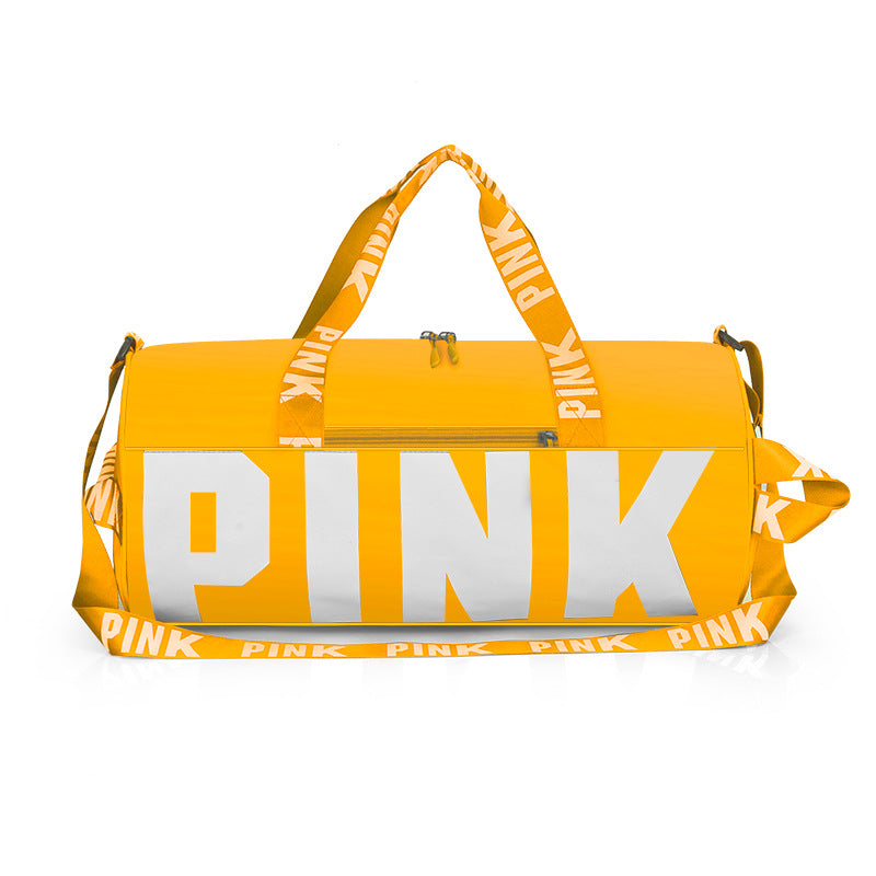 Yellow pink duffle discount bag