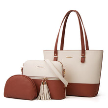 Load image into Gallery viewer, Two Toned Brown and Beige Handbag