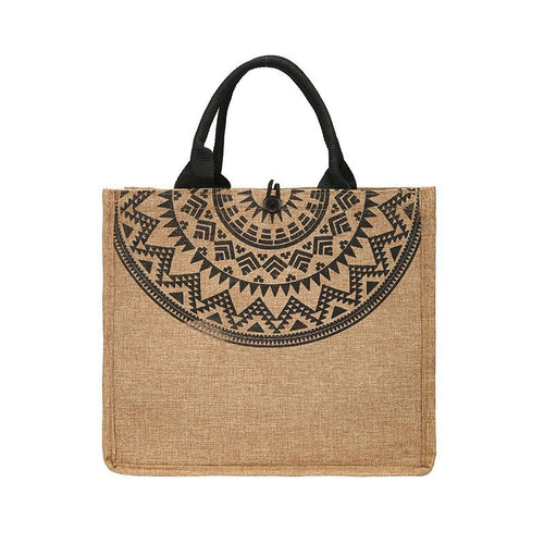 Boho Burlap Printed Tote