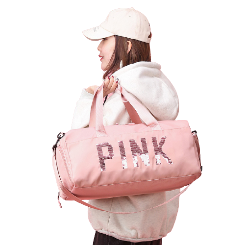 Pink Sequin Inspired Large Capacity Duffle Bag