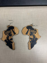 Load image into Gallery viewer, African Woman Wood Earrings